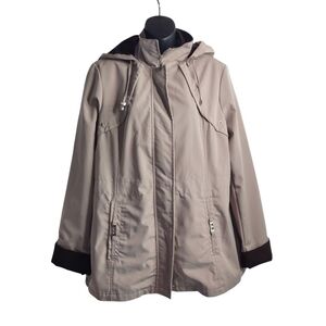 George Women's Jacket Full Zip Removable Hood Beige Color Size L Large 12-14